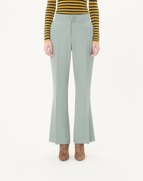 Valentino - Light Diagonal Wool Trousers - Sage - Woman - Trousers And Shorts